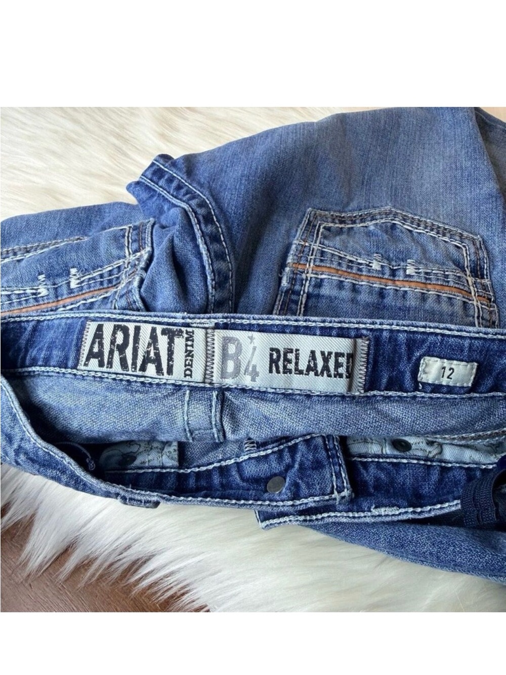 Ariat Boys B4 Relaxed Boot Cut Jeans Size 12. Adjustable Waist Western Wear - Picture 3 of 6
